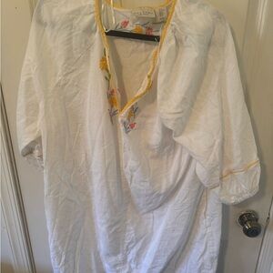 Calypso St. Barth White Embroidered Peasant Tunic